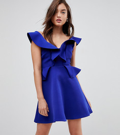 Платье мини А-силуэта с оборками River Island - Синий