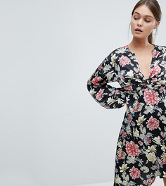 Платье с цветочным принтом и асимметричным подолом PrettyLittleThing - Мульти