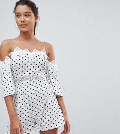 Ромпер в горошек PrettyLittleThing - Белый