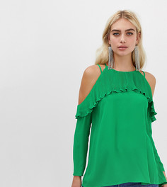 Блузка с открытыми плечами и оборками River Island - Зеленый