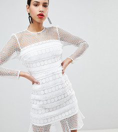 Кружевное платье с оборкой River Island - Кремовый
