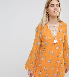 Свободное платье мини с цветочным принтом New Look - Черный
