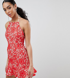 Кружевное платье с оборкой Missguided - Красный