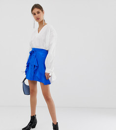 Мини-юбка с запахом и оборками River Island - Синий