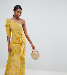 Платье макси на одно плечо с цветочным принтом PrettyLittleThing - Желтый