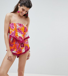Пляжные шорты с тропическим принтом River Island - Оранжевый