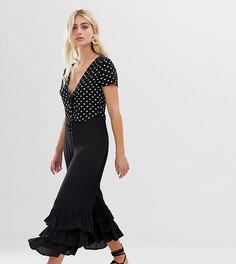 Прямые брюки с оборками River Island - Черный