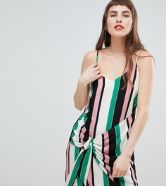 Платье в полоску с узелком сбоку River Island - Розовый