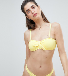 Фактурные плавки бикини с высоким вырезом по бедру River Island - Желтый