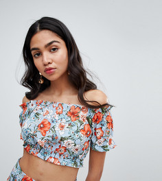 Кроп-топ с открытыми плечами и цветочным принтом Boohoo - Мульти