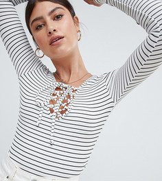 Боди в полоску со шнуровкой Missguided - Белый