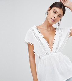 Топ с помпонами Boohoo - Белый