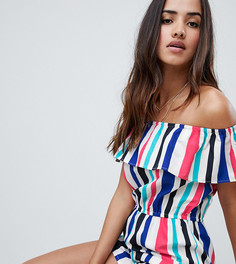 Ромпер в разноцветную полоску с открытыми плечами Boohoo - Мульти
