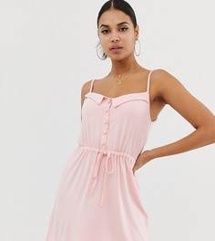 Приталенное платье на бретельках с поясом Boohoo - Розовый