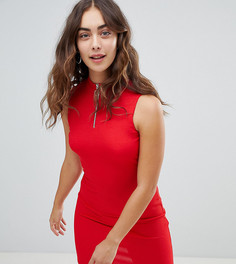 Облегающее платье с высоким воротом и молнией New Look - Красный