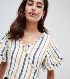 Кроп-топ в полоску с запахом спереди River Island - Желтый