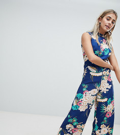 Комбинезон-кюлоты с высоким воротником и открытой спиной Missguided - Темно-синий