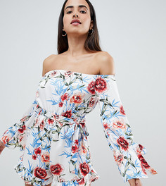 Ромпер с цветочным принтом PrettyLittleThing - Белый