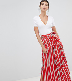 Широкие брюки в полоску с разрезами Boohoo - Красный