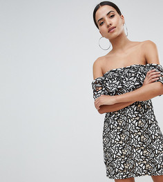 Кружевное платье мини с широким вырезом PrettyLittleThing - Черный