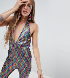 Комбинезон-трико с разноцветными пайетками PrettyLittleThing - Мульти