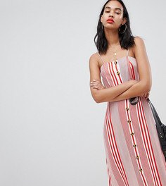 Платье миди в полоску с пуговицами Boohoo - Красный