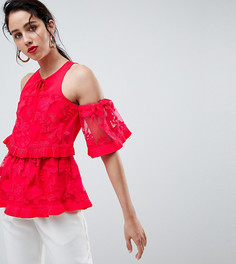 Топ с вышивкой и открытыми плечами River Island - Красный