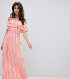 Платье макси в полоску с широким вырезом PrettyLittleThing - Розовый