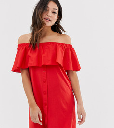Красное платье с открытыми плечами Pull&Bear - Красный
