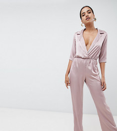 Атласный комбинезон в стиле смокинга Missguided - Розовый