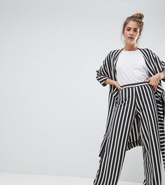 Брюки в полоску с широкими штанинами Pull&Bear join life - Черный