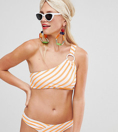 Плавки бикини в полоску с заниженной талией River Island - Желтый