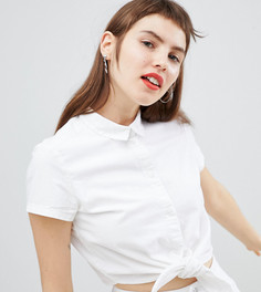Джинсовая блузка с поясом Monki - Белый