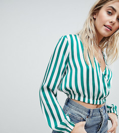Кроп-топ в полоску с завязкой сбоку Missguided - Зеленый