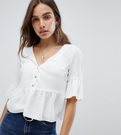 Топ свободного кроя с баской New Look - Кремовый