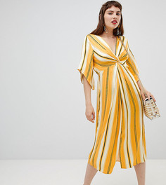 Свободное платье миди в полоску River Island - Желтый