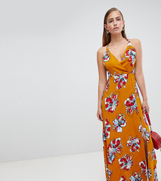 Платье макси с цветочным принтом и запахом PrettyLittleThing - Желтый