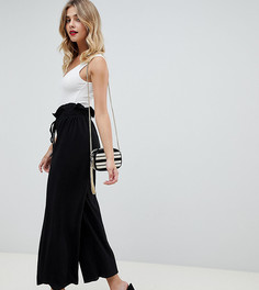 Широкие брюки со сборками на поясе Boohoo - Черный