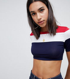 Кроп-топ с полосками колор блок Boohoo - Темно-синий