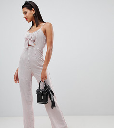 Комбинезон в полоску с бантом спереди PrettyLittleThing - Красный