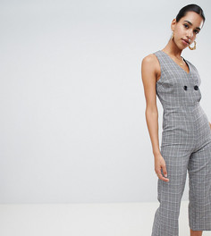 Комбинезон-кюлоты в клетку с пуговицами Boohoo - Серый