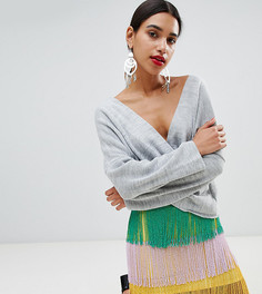 Серый базовый джемпер с запахом Boohoo - Серый