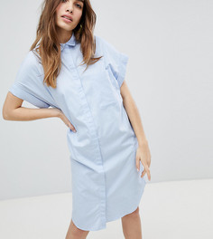 Свободное платье из шамбре с короткими рукавами Monki - Синий