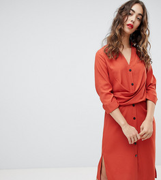 Платье-рубашка с драпировкой River Island - Оранжевый