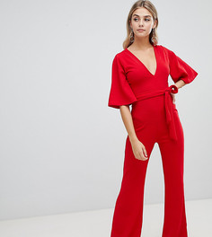 Комбинезон с глубоким вырезом и рукавами-кимоно Missguided - Красный