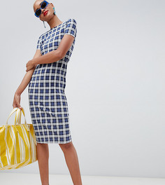 Плиссированное платье миди в клетку River Island - Темно-синий