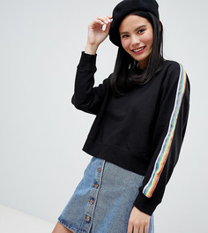 Свитшот с радужным принтом Monki - Черный