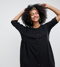 Свободное платье мини с пуговицами Monki - Черный
