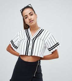 Укороченный бейсбольный топ в полоску PrettyLittleThing - Белый