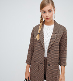 Коричневый удлиненный блейзер в клетку Monki - Коричневый